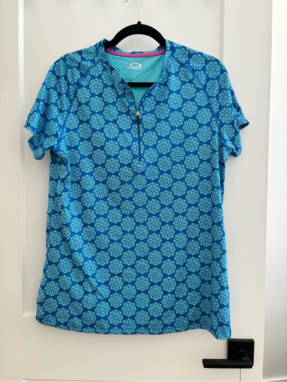 Women’s Bike Jersey Blue Patterned Short Sleeve Zip